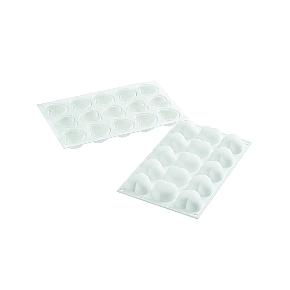Moule silicone cœurs bombes 15 empreintes dimension 45x44 hauteur 24mm 30ml