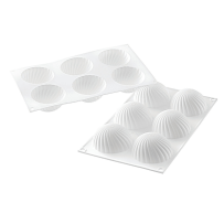 Moule silicone demi sphères vrillées 6 empreintes dimension 75x37,5mm