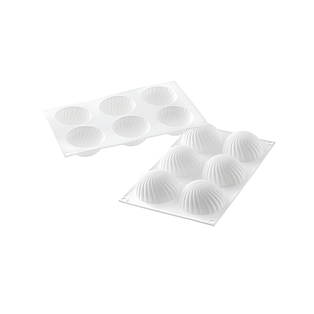 Moule silicone demi sphères vrillées 6 empreintes dimension 75x37,5mm