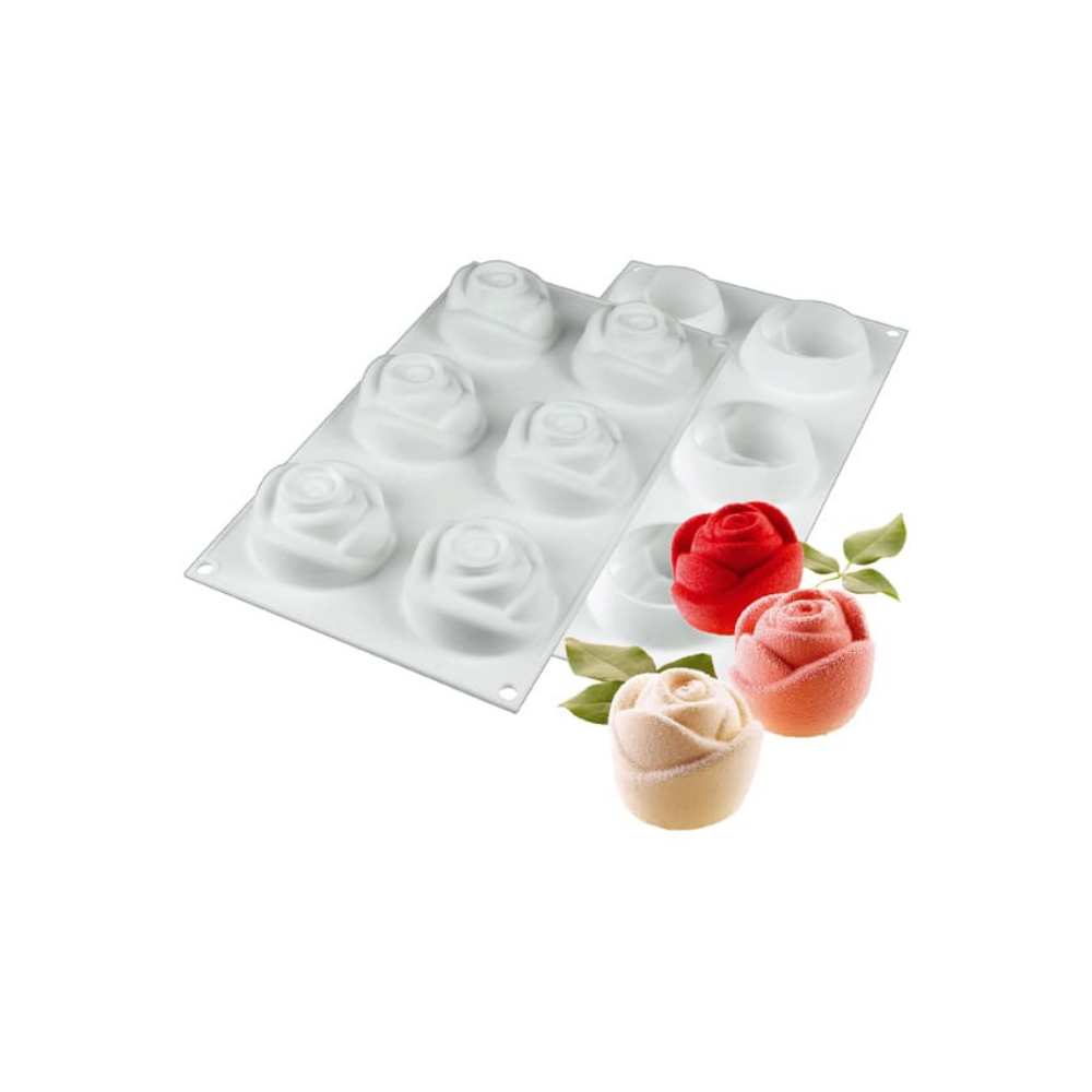 Moule silicone roses 6emp diamètre 70 hauteur 55mm 143ml