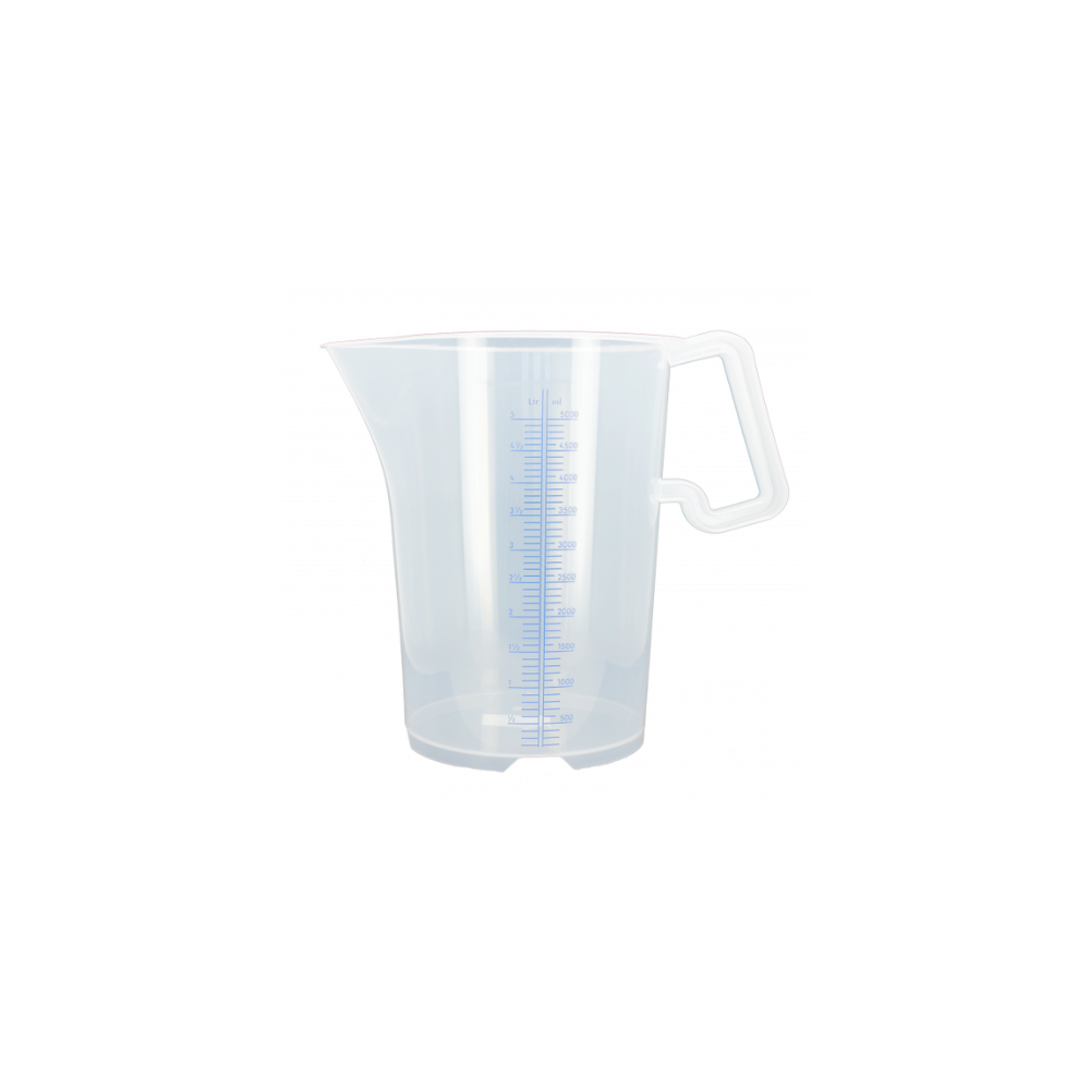 Pot gradué en plastique avec poignée de 5litres.