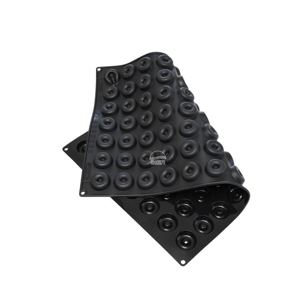 Moule silicone  mini savarins 77 empreintes diamètre 41 hauteur 12mm 12ml plaque 60x40cm