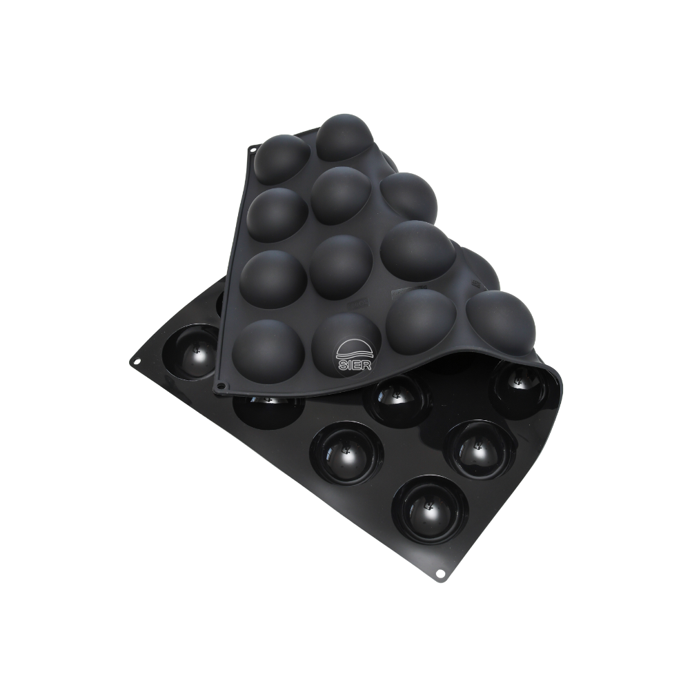 Moule silicone 28 demi sphères diamètre 70 hauteur 35mm plaque 60x40