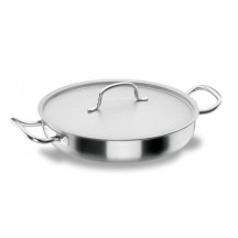 Plat à sauter en inox Triple Fond à ance avec couvercle diamètre 360 Hauteur 70mm 7,1 Litres
