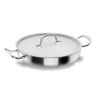 Plat à sauter en inox Triple Fond à ance avec couvercle diamètre 360 Hauteur 70mm 7,1 Litres