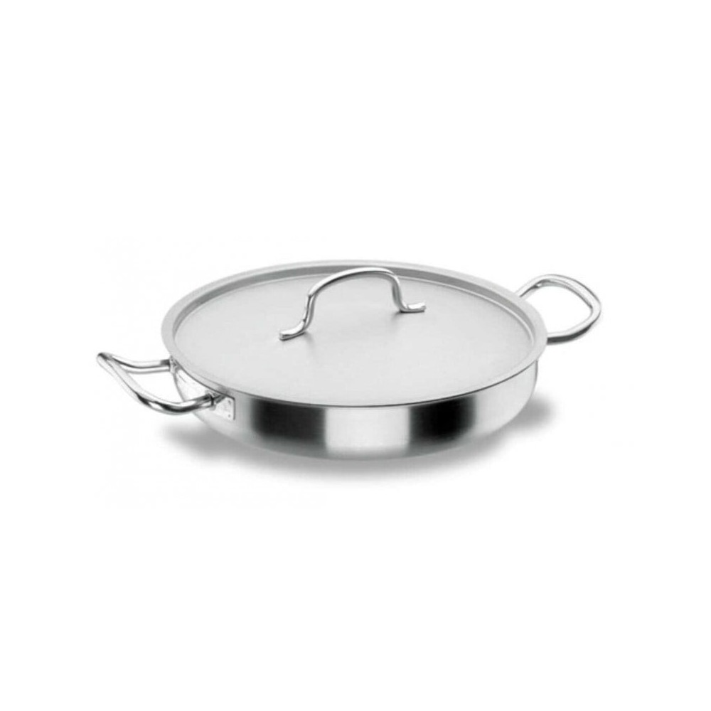 Plat à sauter en inox Triple Fond à ance avec couvercle diamètre 360 Hauteur 70mm 7,1 Litres