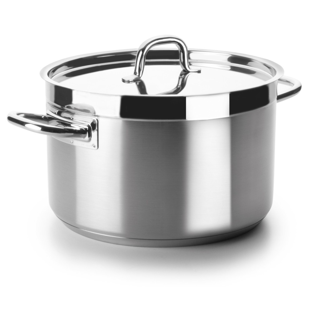Braisière en inox triple fond avec couvercle diamètre 280 Hauteur 175 10.7 Litres CHEF LUXE