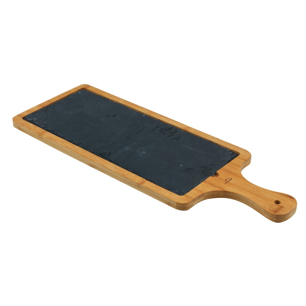 Planche rectangle ardoise et bambou : 50 cm x 18 cm