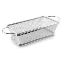 Panier en inox Rectangulaire avec anses Dimension 21x11 Hauteur 6cm