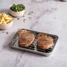 Plat à four avec grille amovible en inox 215x150 h20mm