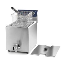 Friteuse électrique 8l avec robinet et thermostat de temp. et securite 3250 watts 50°-190°c 27x41 Hauteur 42cm