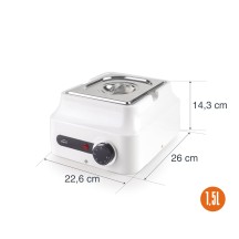 Bain marie pour chocolat GN1/6 température 0-60° cap 1,5 litres 80 watts 22,5x26 Hauteur 14,5cm