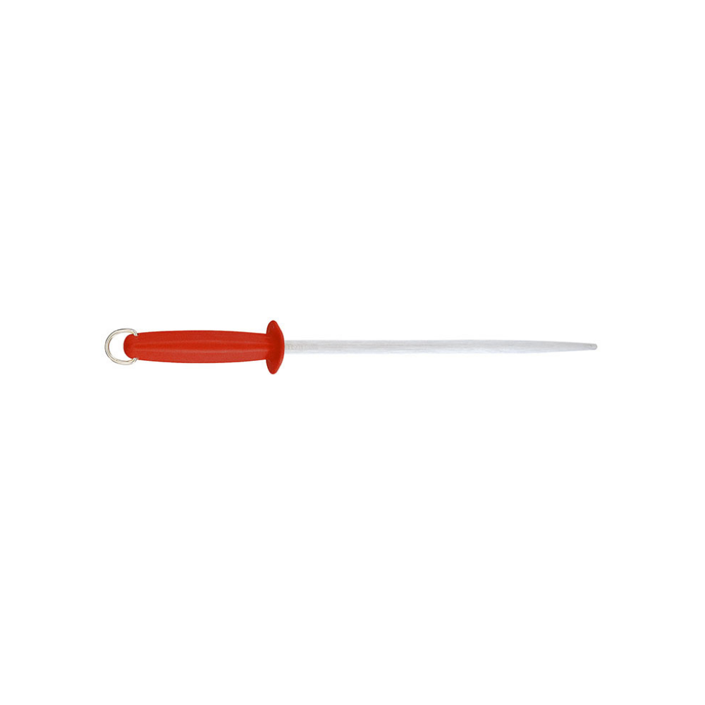 Fusil à aiguiser mèche ronde manche rouge 30cm