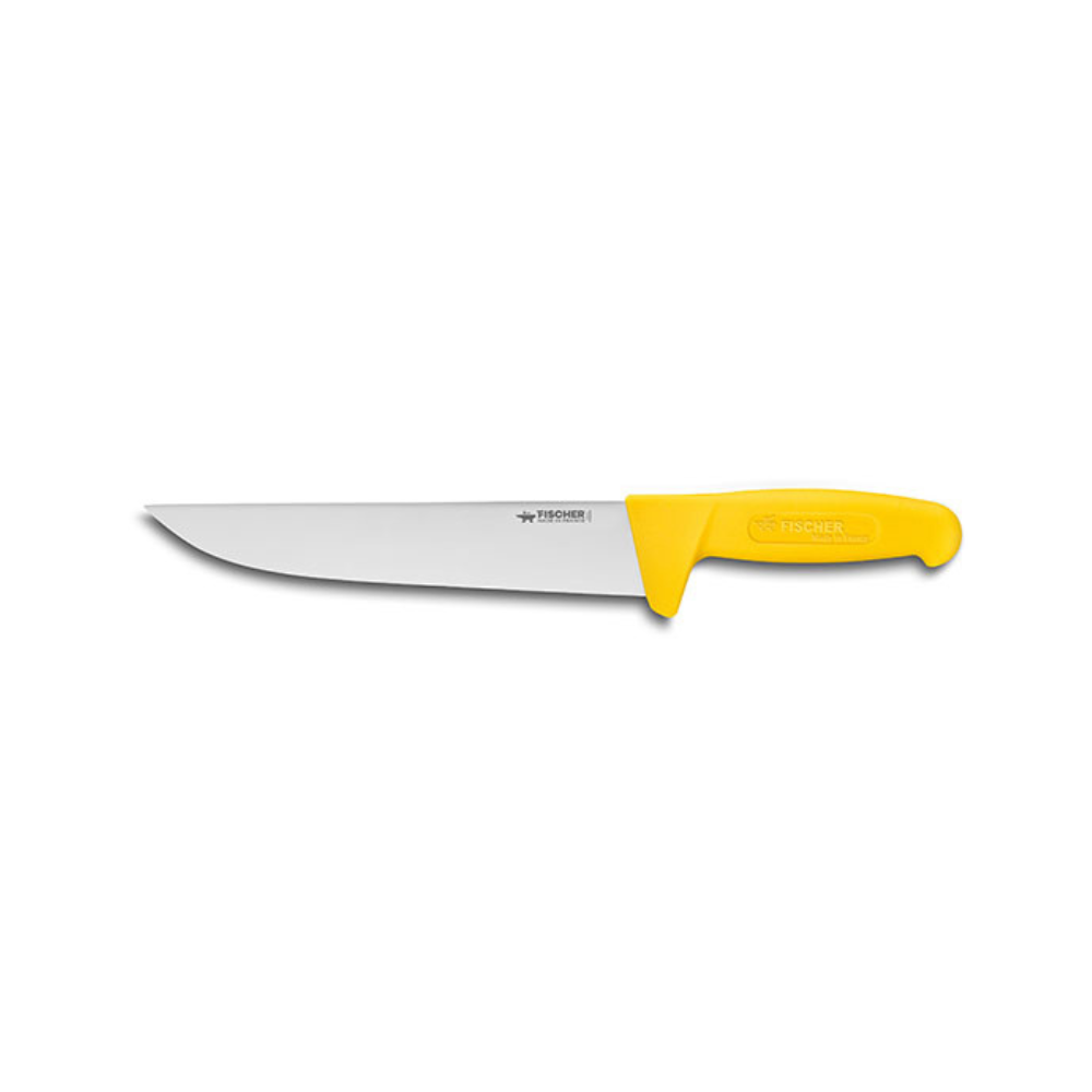 Couteau boucher inox manche jaune 25cm