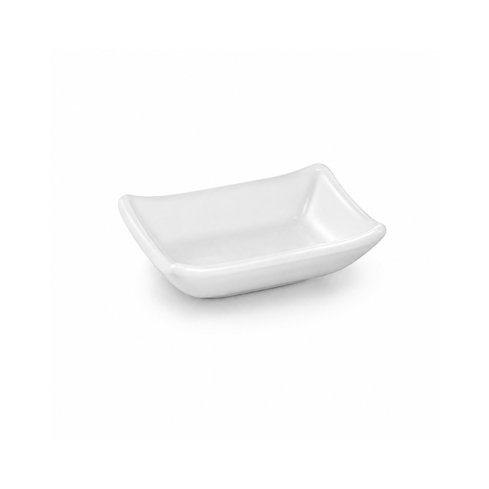 Plat rectangulaire en mélamine blanc 9 x 7 x 3 cm