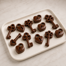 Moule en silicone pour chocolat 6 clefs 2 cadenas dimensions 107 x 21 mm hauteur 17 mm