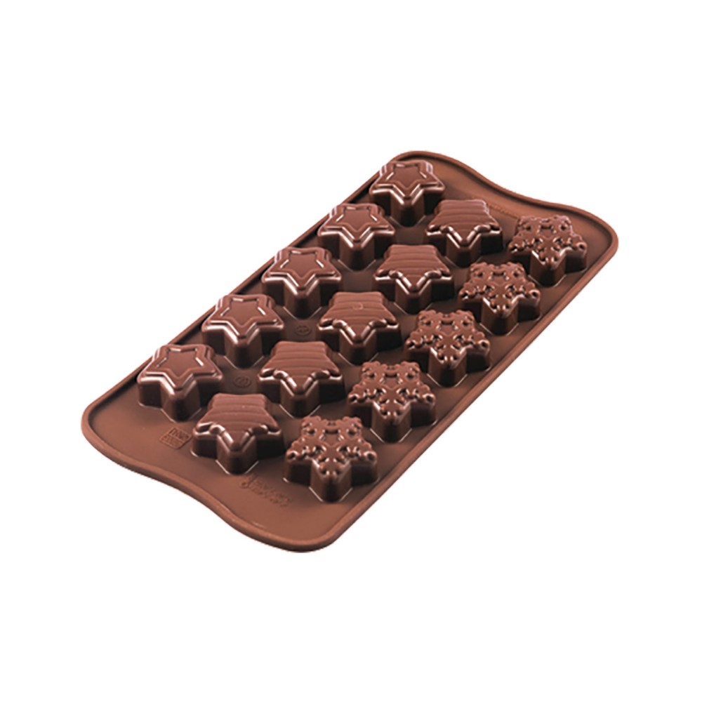 Moule en silicone pour chocolat 15 étoiles de Noël Winter Star diamètre 30 mm hauteur 15 mm