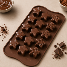 Moule en silicone pour chocolat 15 étoiles de Noël Winter Star diamètre 30 mm hauteur 15 mm