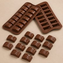 Moule en silicone pour chocolat 14 rectangles ondulés Jaack dimensions 37 x 20 mm hauteur 20 mm