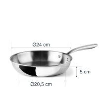 Poêle inox induction Trichef Diamètre 24 cm Hauteur 5 cm Épaisseur 2,5 mm