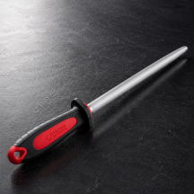 Fusil à aiguiser mèche ovale manche rouge 30cm