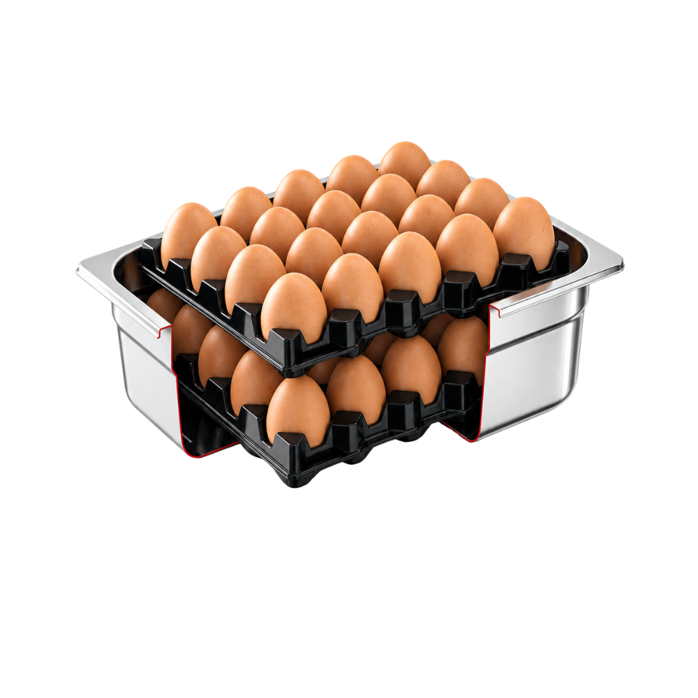 Porte-œufs GN 1/2 thermoformé en PET 20 compartiments noir