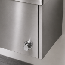 Lave-mains mural en inox 400 × 400 mm avec robinet à commande à genoux