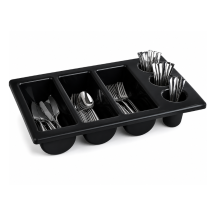 Porte-couverts GN 1/1 thermoformé en PET 6 compartiments noir