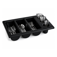 Porte-couverts GN 1/1 thermoformé en PET 6 compartiments noir